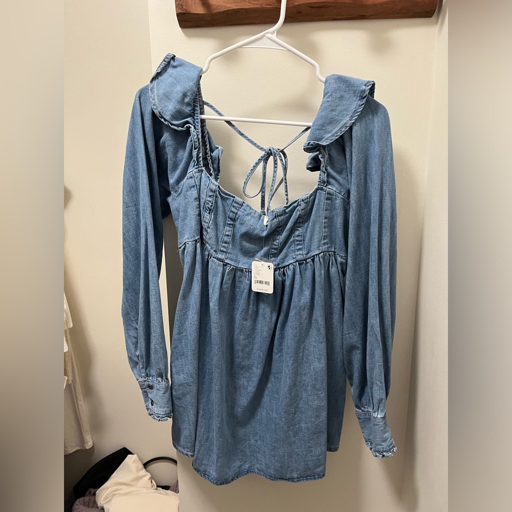 Free people denim dress size xs new with tags